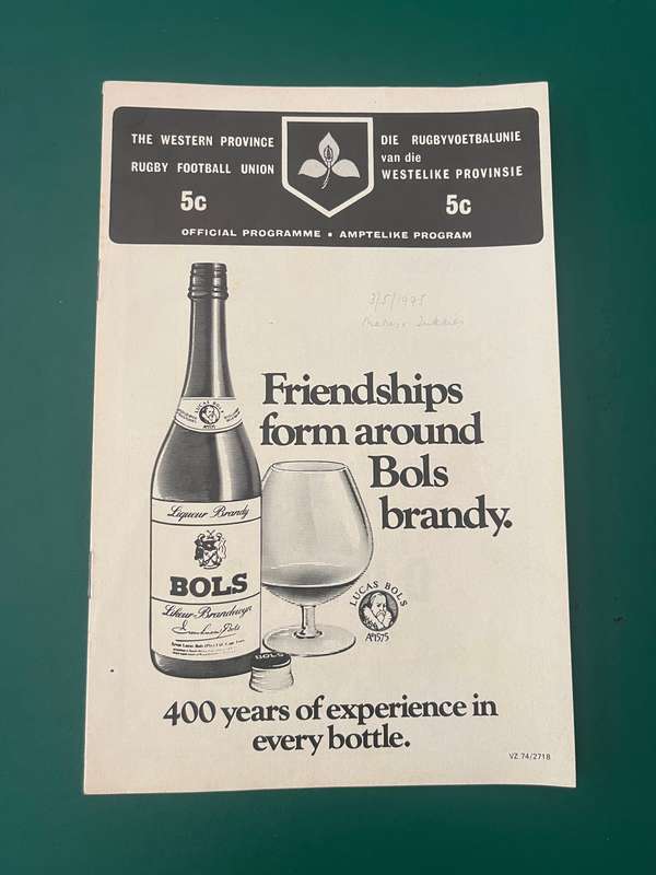Rugby Programme - Maties vs Tukkies 03/05/1975