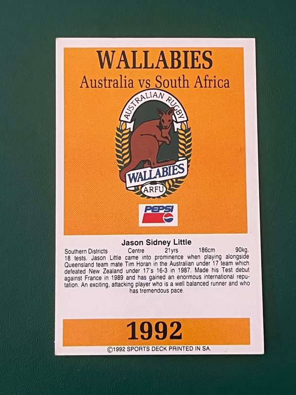 Rugby Card - Jason Little 1992 Sports Deck Rugby Card