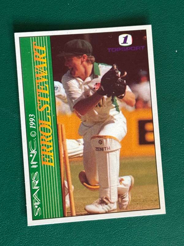 Cricket Card - Errol Stewart 1993 Topsport Cricket Card