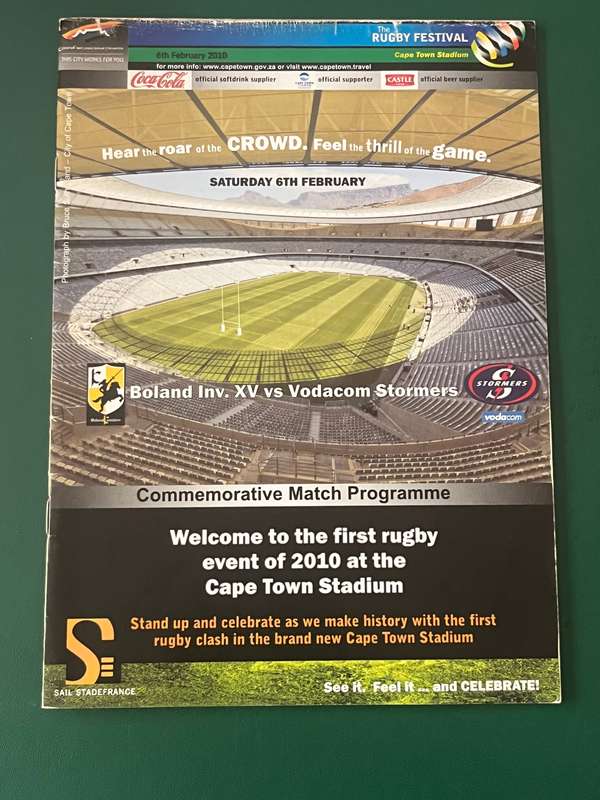 Rugby Programme - *1st Rugby Game at Cape Town Stadium* Boland vs Stormers 6/02/2010