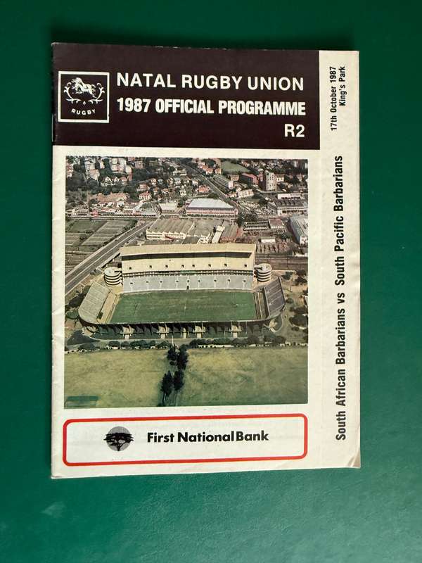 Rugby Programme - SA Barbarians vs South Pacific Barbarians 17/10/1987