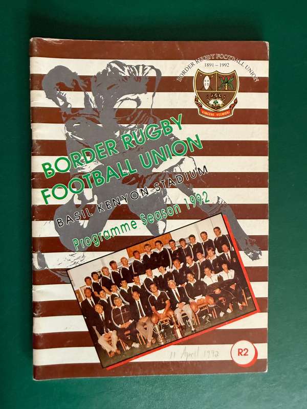 Rugby Programme - Border vs Transvaal 11/04/1992