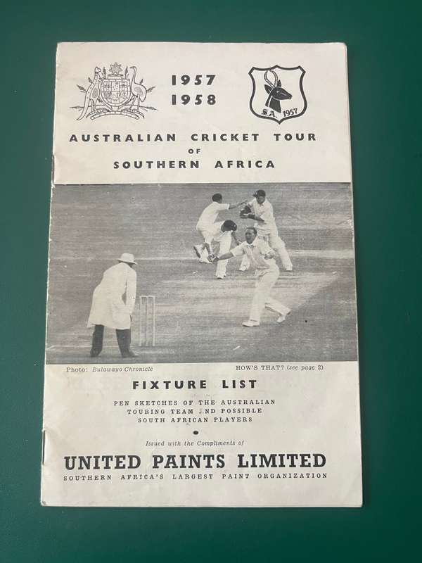 Cricket Itinerary - 1957/1958 Australian Cricket Tour of South-Africa