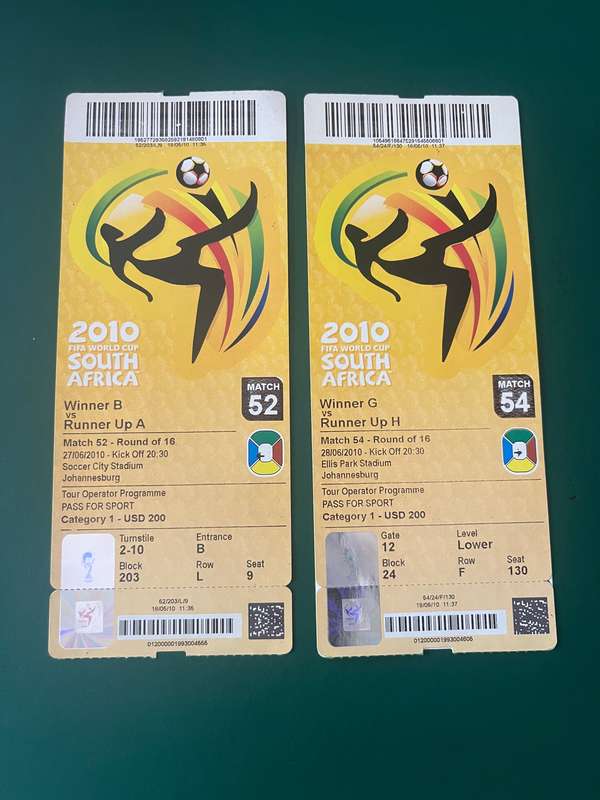 Soccer Ticket - 2 * 2010 Soccer World Cup Tickets