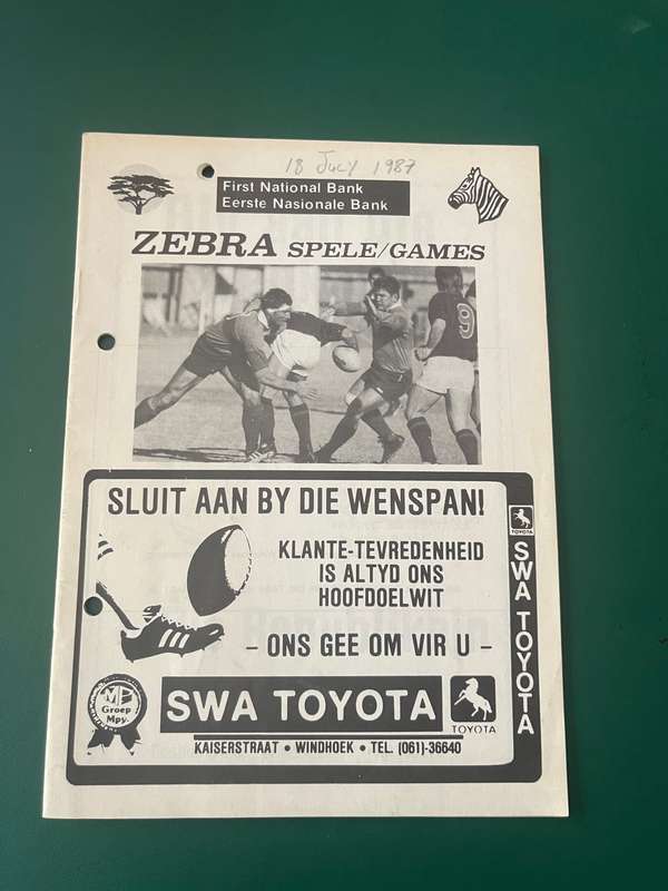 Rugby Programme - Zebra Spele/Games 1987