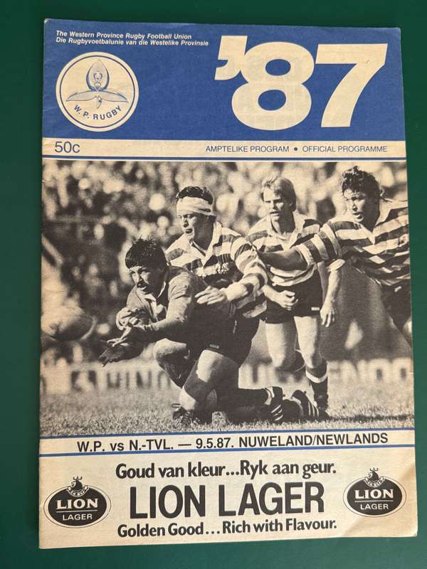 Rugby Programme - Western Province vs Northern-Transvaal 09/05/1987