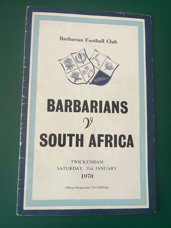 Rugby Programme - South-Africa vs Barbarians 31/01/1970 (Twickenham)