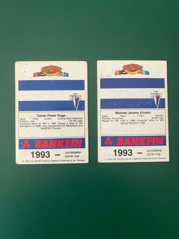 Rugby Card - 2 * 1993 Sports Deck Rugby Cards