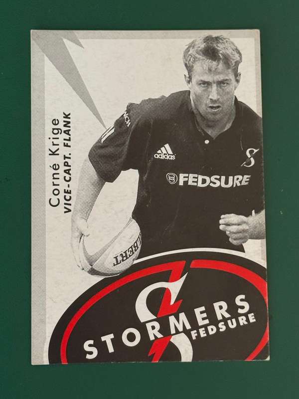 Rugby Card - Corne Krige 1999 Fedsure Stormers Rugby Card