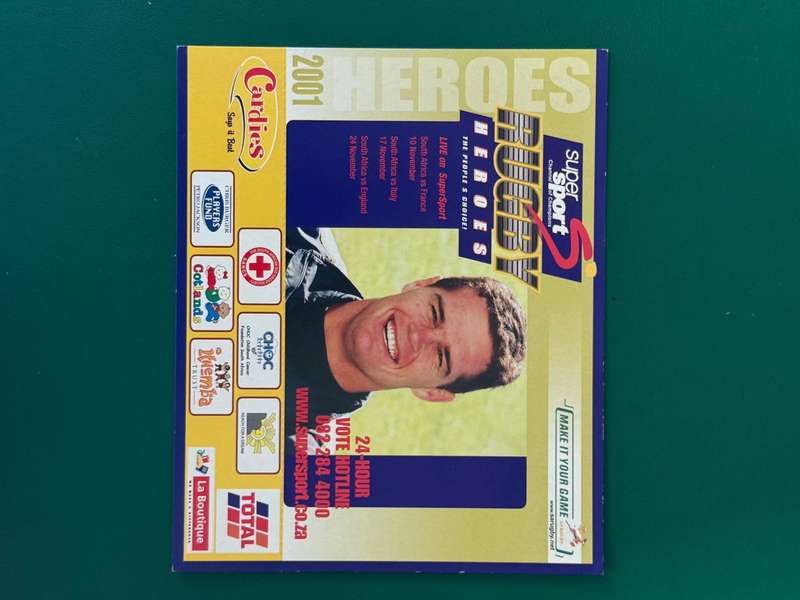 Rugby Card - Rassie Erasmus 2001 Total Rugby Card