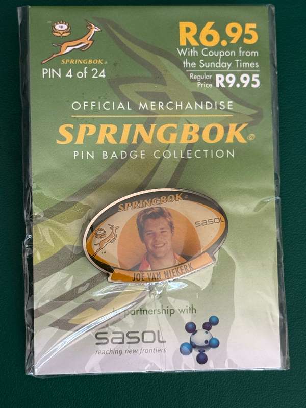 Rugby Pin - Sealed Joe van Niekerk 2006 Sasol Rugby Pin