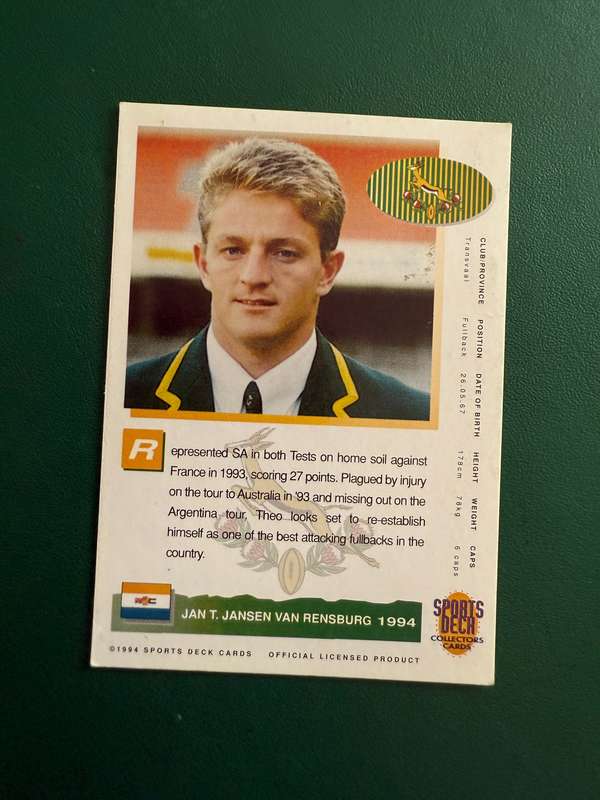 Rugby Cards - 6 * 1994 Sports Deck Rugby Cards