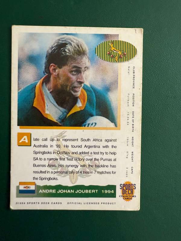 Rugby Cards - 6 * 1994 Sports Deck Rugby Cards