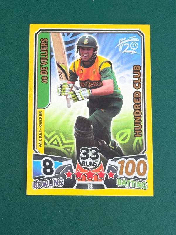 Cricket Card - AB de Villiers (Nr188) Hundred Club 2014 Cricket Attax foil card