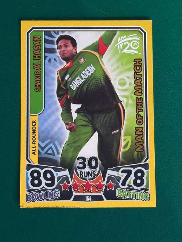 Cricket Card - Shakib Al Hassan (Nr164) 2014 Cricket Attax foil card