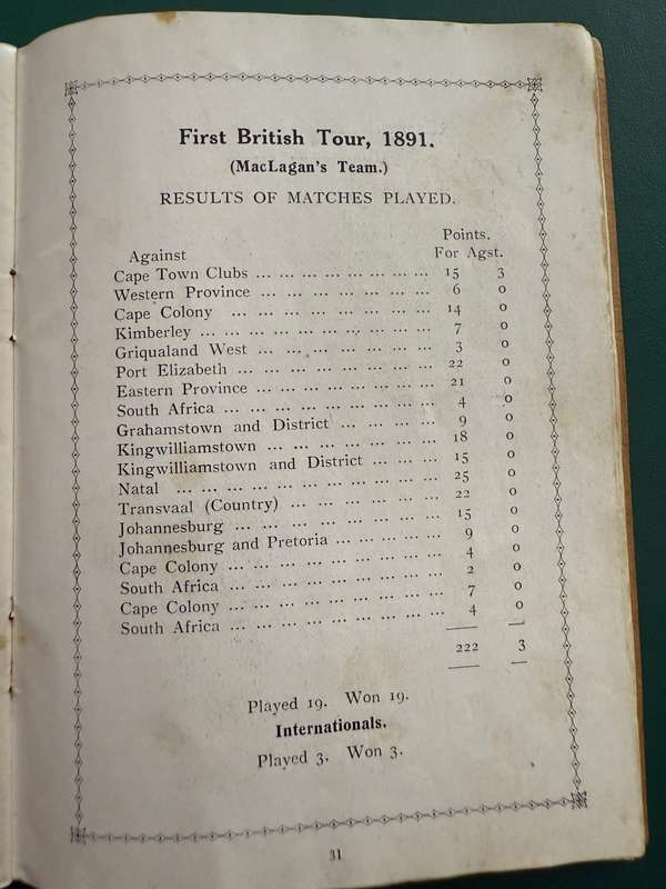 Rugby Itinerary/Souvenir - British Rugby Tour 1924