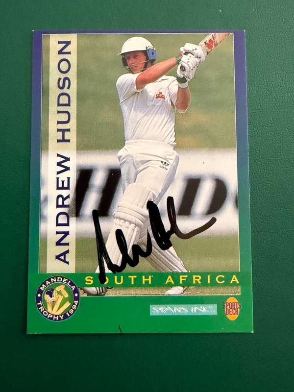 Cricket Card - *SIGNED* Andrew Hudson 1994 Nelson Mandela Trophy Sports Deck Cricket Card