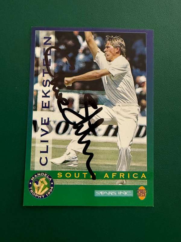 Cricket Card - *SIGNED* Clive Eksteen 1994 Sports Deck Nelson Mandela Trophy Cricket Card