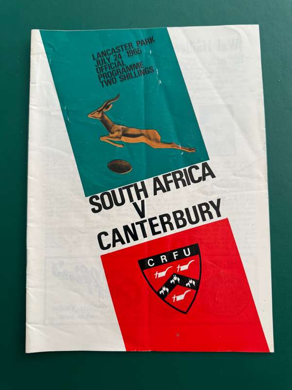 Rugby Programme - *TOUR* Springboks vs Canterbury 24/07/1965