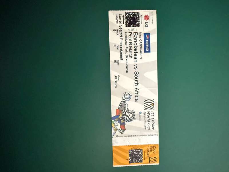Cricket Tickets - 7 * ICC Cricket World Cup 2003 Tickets
