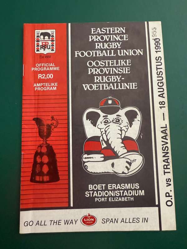 Rugby Programme - Eastern-Transvaal vs Eastern-Province 18/08/1990