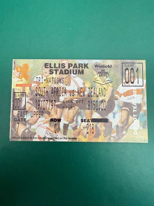 Rugby Ticket - South-Africa vs New Zealand All Blacks 19/07/1997