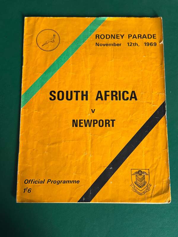 Rugby Programme - *TOUR* South-Africa vs Newport 12/11/1969