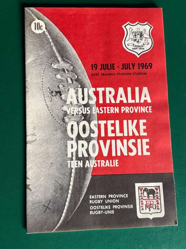 Rugby Programme - *TOUR* Eastern-Province vs Australia 19/07/1969