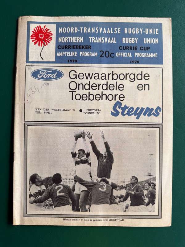 Rugby Programme - Northern-Transvaal vs Western-Transvaal 4/07/1970