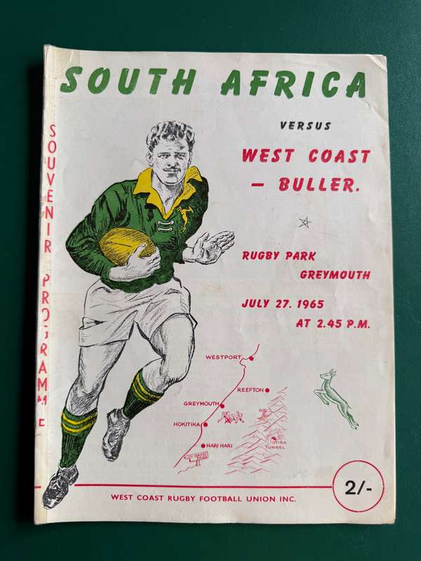 Rugby Programme - *Rare* South-Africa vs West Coast-Buller 27/07/1965