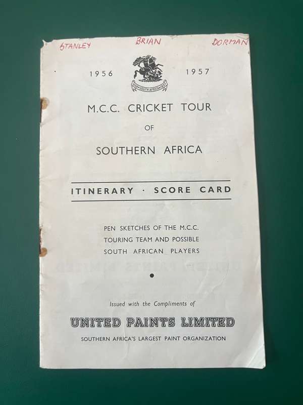 Cricket Itinerary - England tour of Southern-Africa 1956/1957