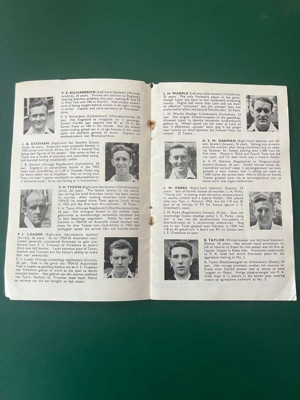 Cricket Itinerary - England tour of Southern-Africa 1956/1957