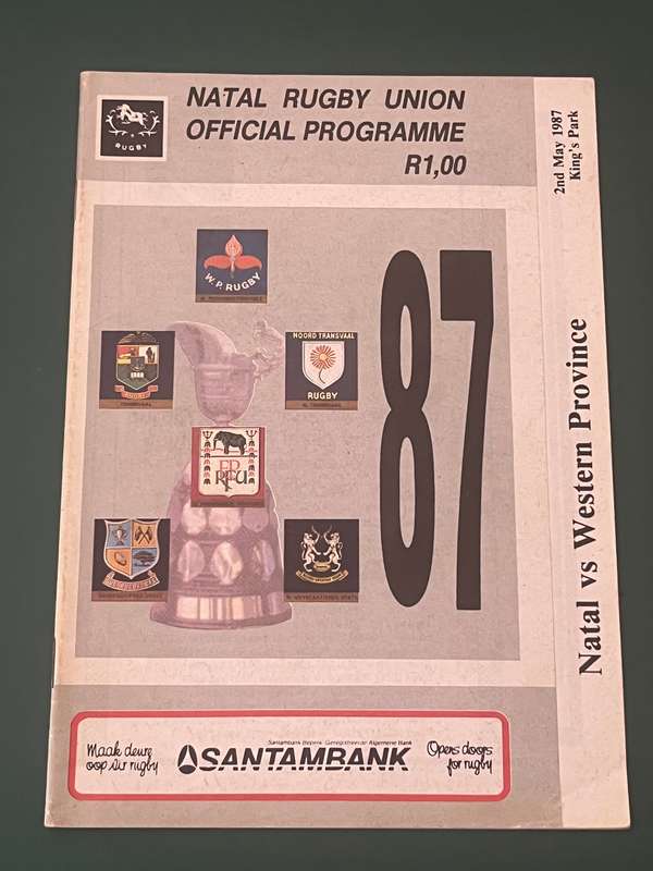 Rugby Programme - Natal vs Western-Province 02/05/1987