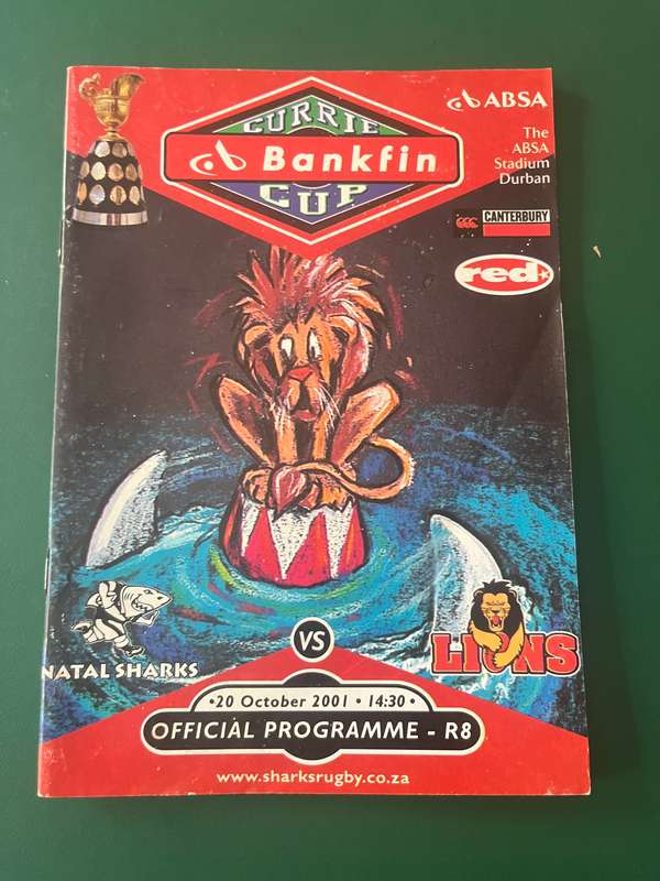Rugby Programme - Sharks vs Lions 20/10/2001