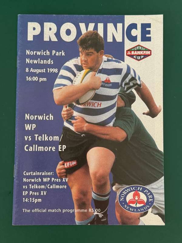 Rugby Programme - Western-Province vs Eastern-Province 08/08/1998