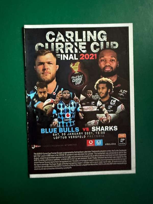 Rugby Programme - *CURRIE CUP FINAL* Bulls vs Sharks 30/01/2021