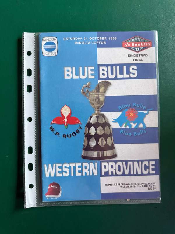 Rugby Programme - *CURRIE CUP FINAL* Blue Bulls vs Western-Povince 31/10/1998