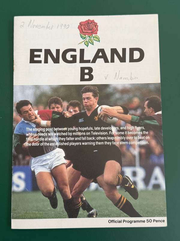 Rugby Programme - England B vs Namibia 02/11/1990