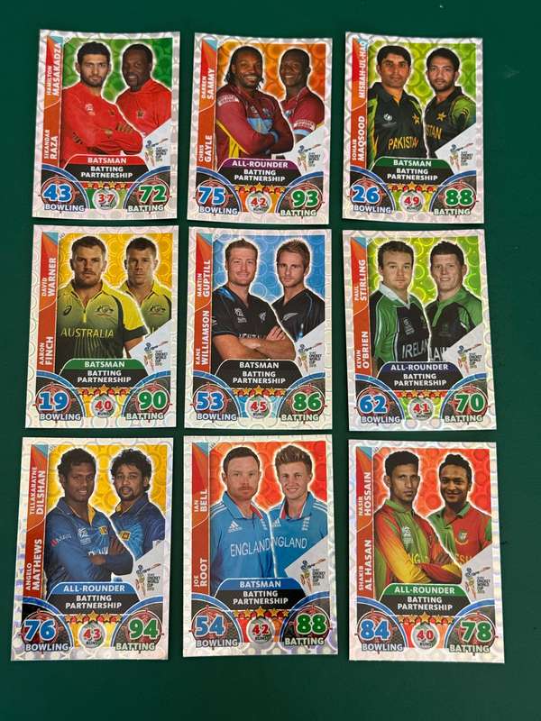 Cricket Cards - 9 * Batting Partnership Silver Foil 2015 Cricket World Cup Cricket Attax