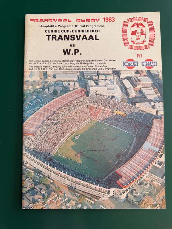 Rugby Programme - Transvaal vs Western-Province 23/07/1983
