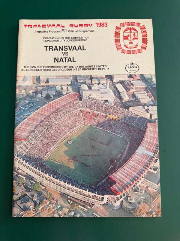 Rugby Programme - Transvaal vs Natal 16/07/1983
