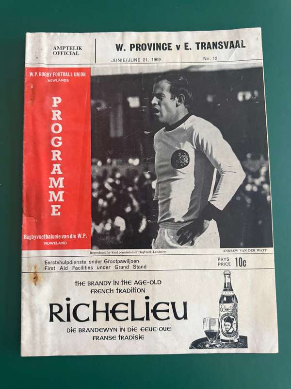 Rugby Programme - Western-Province vs Eastern-Transvaal 21/06/1969