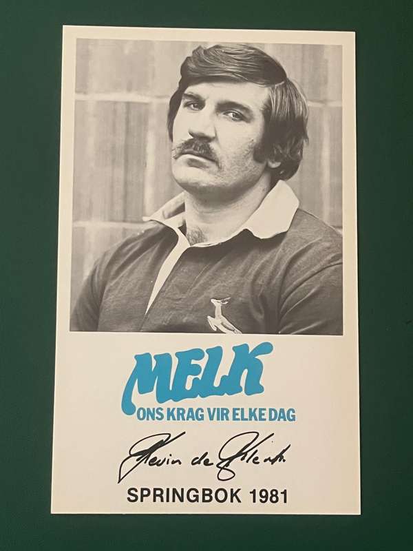 Rugby Card - Kevin de Klerk 1981 Milk/Melk rugby card