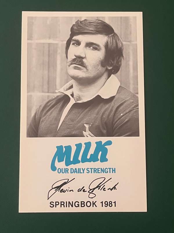 Rugby Card - Kevin de Klerk 1981 Milk/Melk rugby card