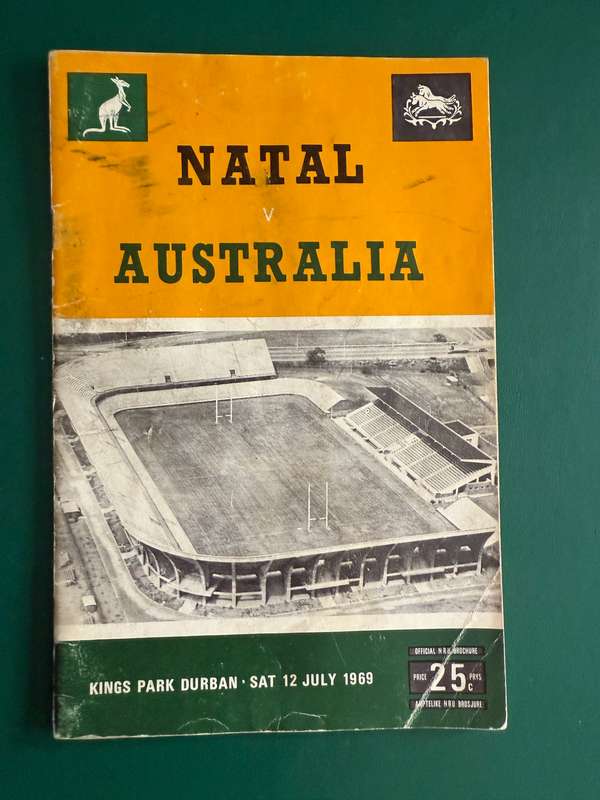 Rugby Programme - Natal vs Australia 12/07/1969