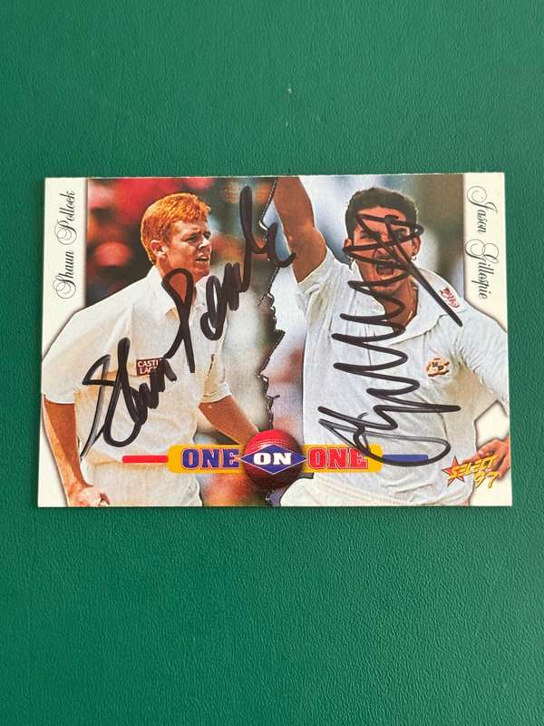 Cricket Card - *SIGNED* Shaun Pollock/Jason Gillespie 1997 Select Cricket Card