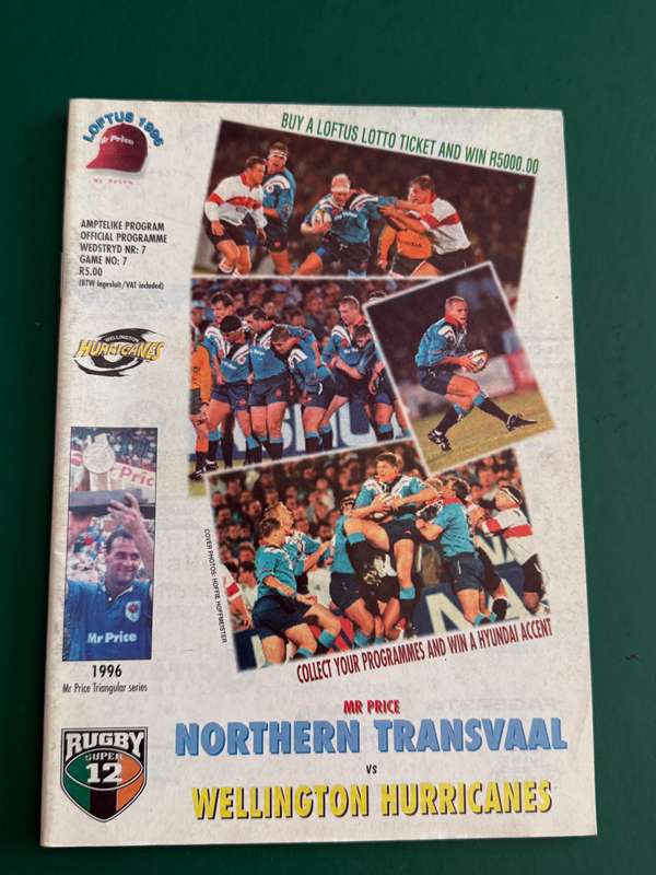 Rugby Programme - Northern-Transvaal vs Hurricanes 27/04/1996