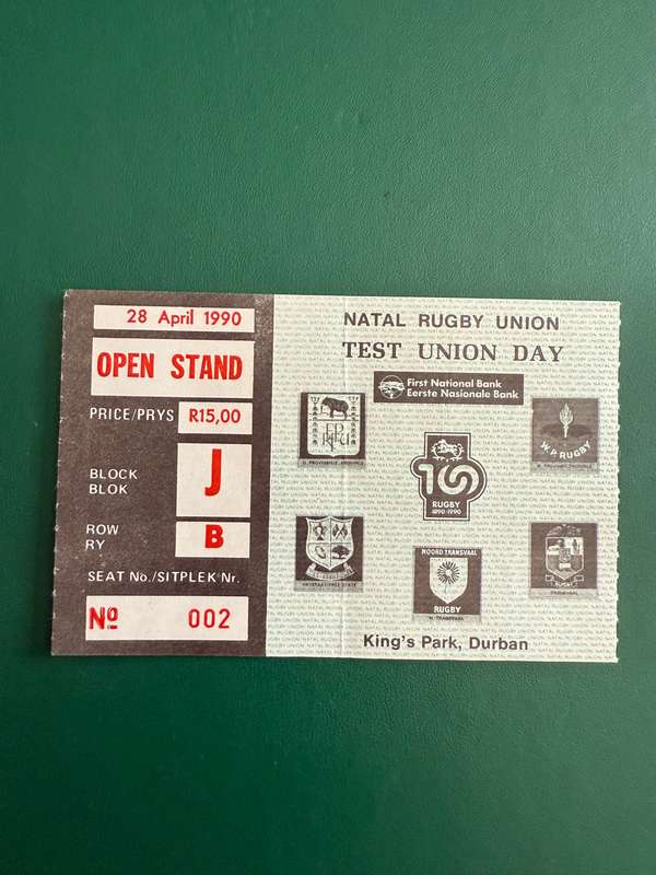 Rugby Ticket - Test Union Day 28/04/1990