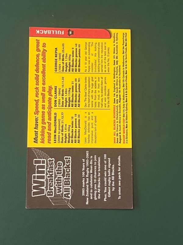 Rugby Card - *SIGNED* Leon MacDonald 2003 Rugby Card