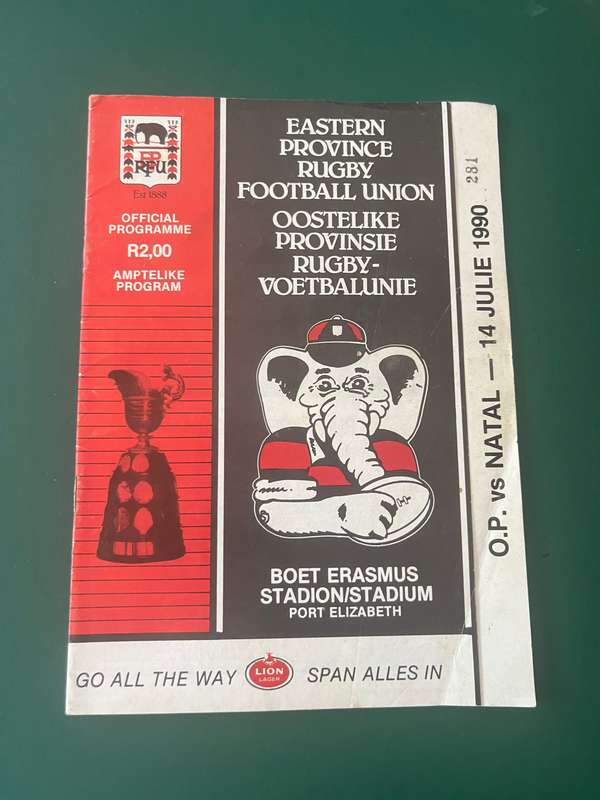 Rugby Programme - Oostelike Provinsie vs Natal 14/07/1990